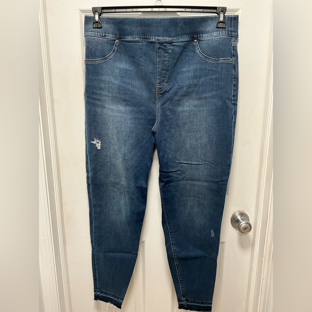 SPANX Dark Blue Skinny Jeans Plus Size 3X, Inseam 27”